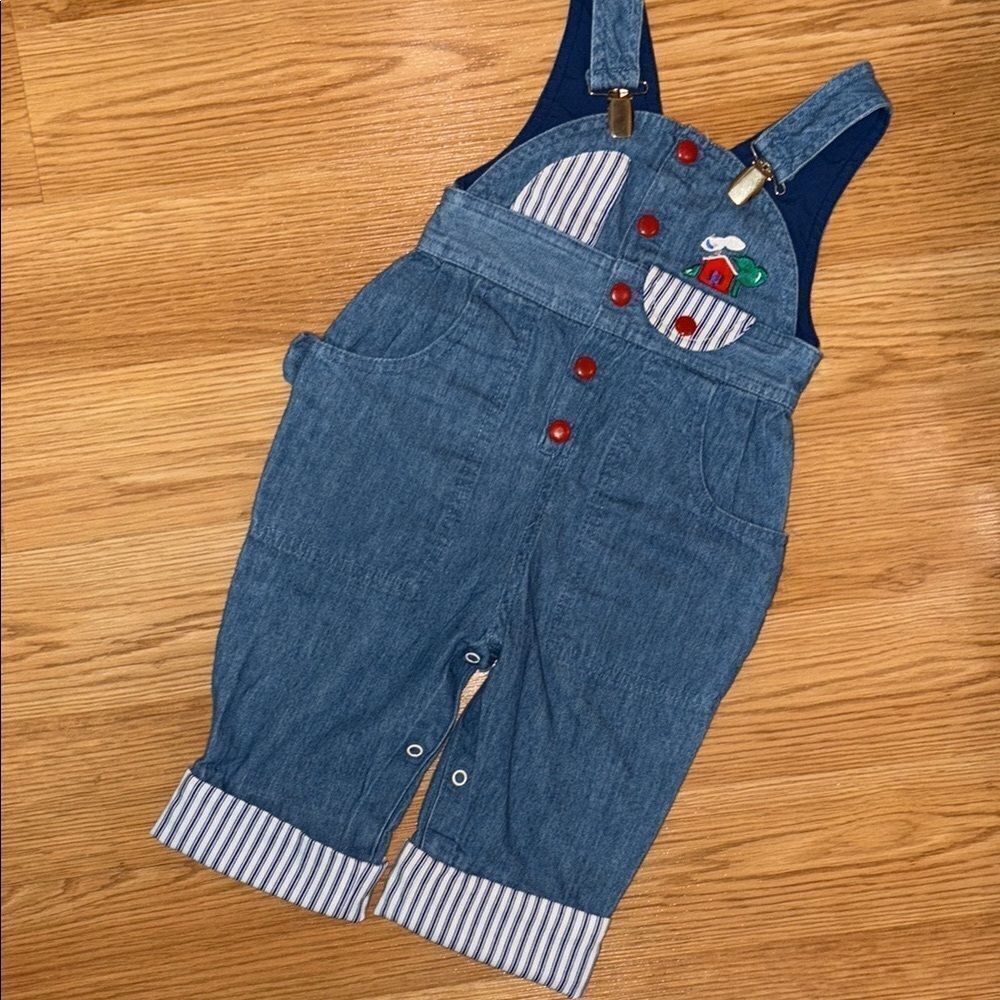 Vintage Tiny Tots Baby Girls Size 12 Months Overalls